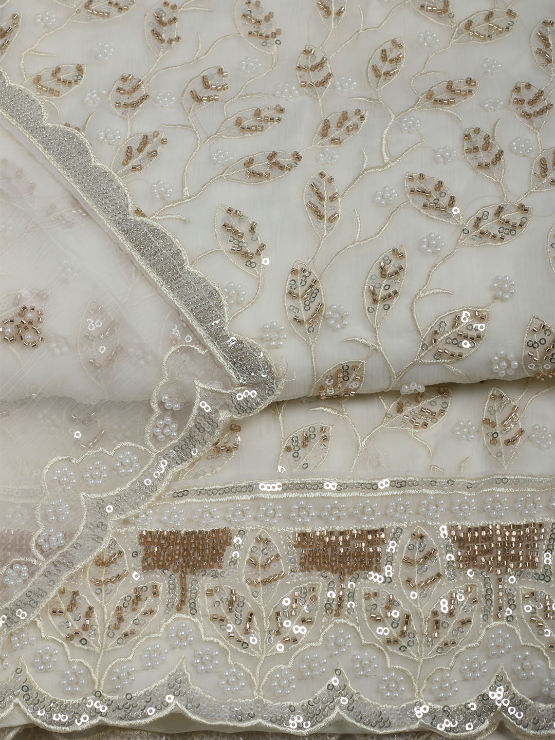Embroidered Chiffon Unstitched Suit With Dupatta