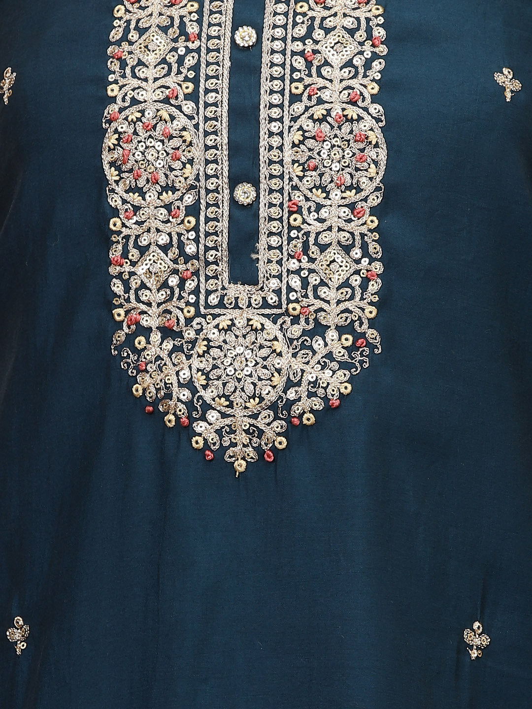 Neck Embroidery Chanderi Unstitched Suit Piece With Dupatta