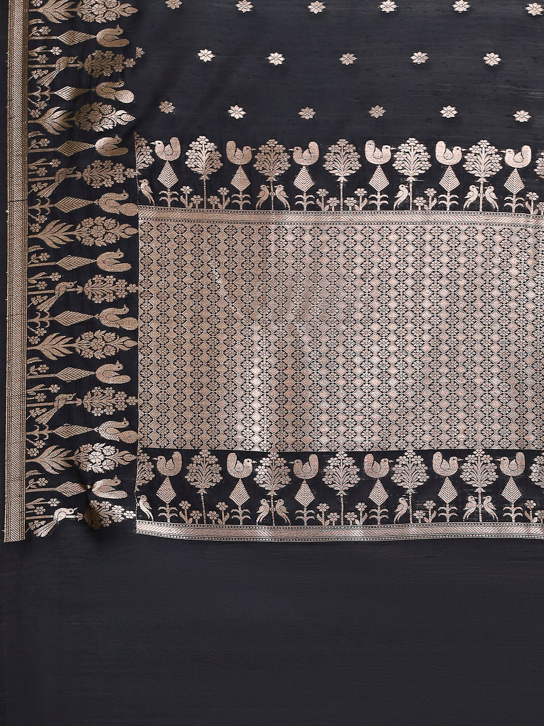Zari Border Booti Cotton Blend Woven Saree