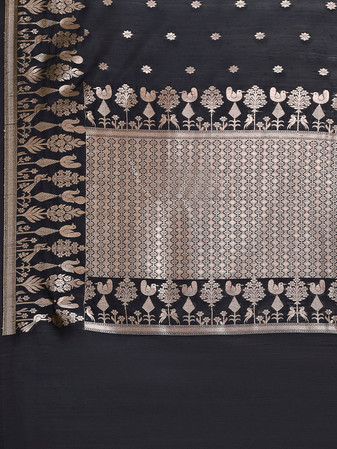 Zari Border Booti Cotton Blend Woven Saree