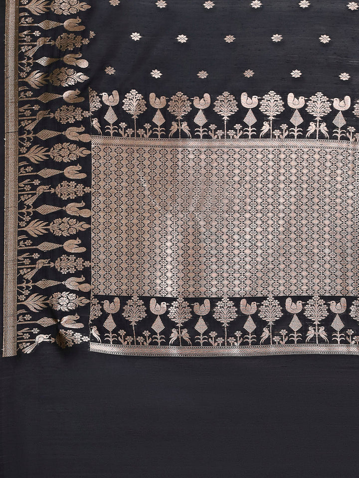 Zari Border Booti Cotton Blend Woven Saree