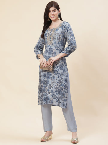 Printed Muslin Kurta With Pants