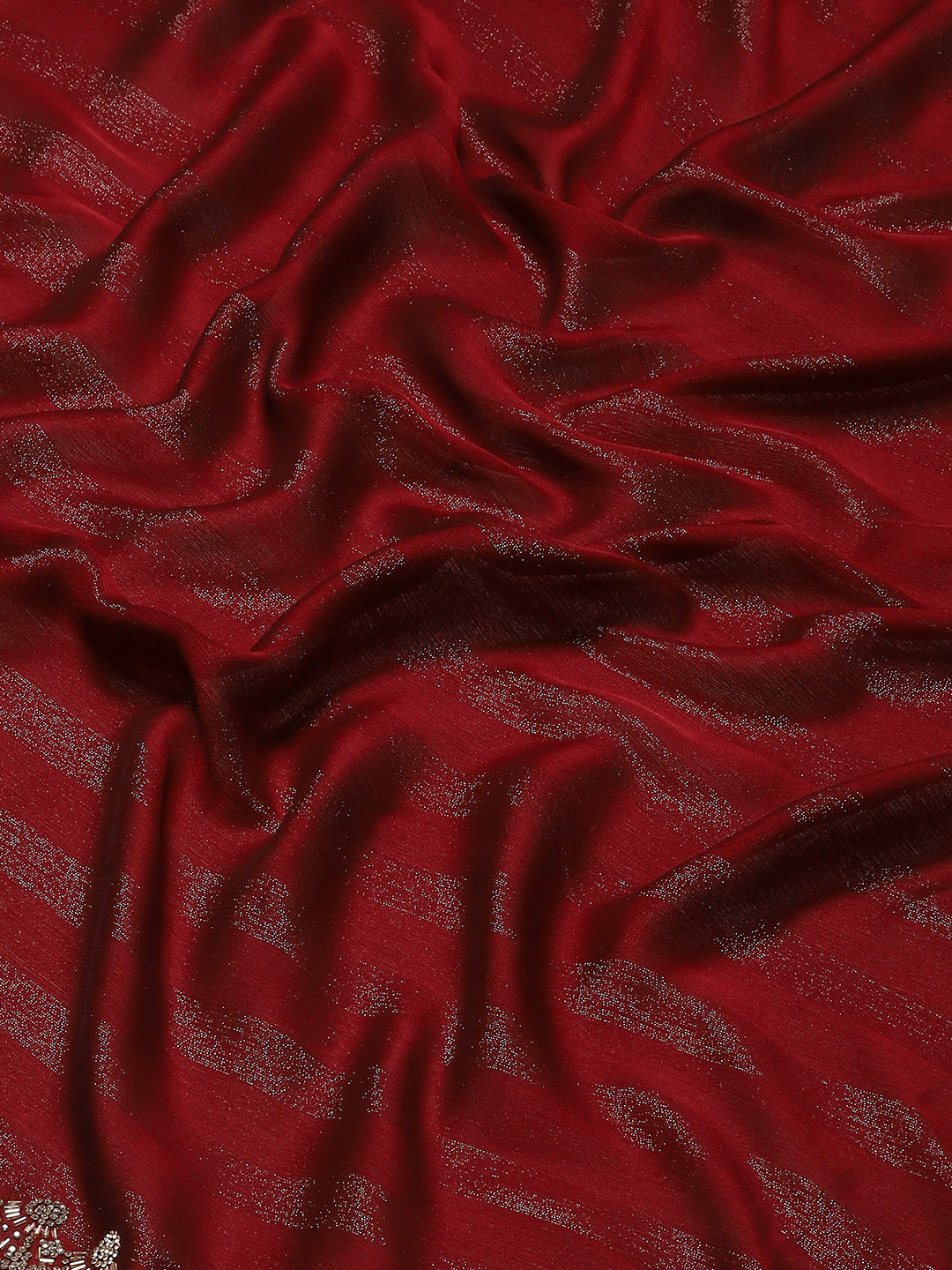 Swarovski Border Art-Chiffon Plain Saree