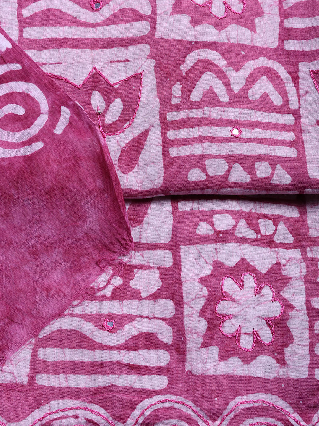 Printed Cotton Blend Unstitched Suit With Pant &amp; Dupatta