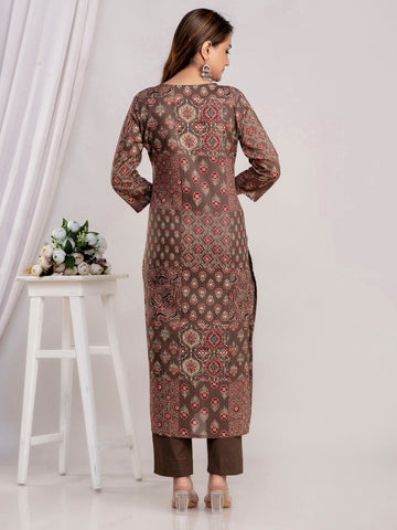 Printed Cotton Kurti With Pants