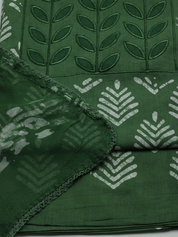 Printed Cotton Blend Unstitched Kurta With Pant &amp; Dupatta