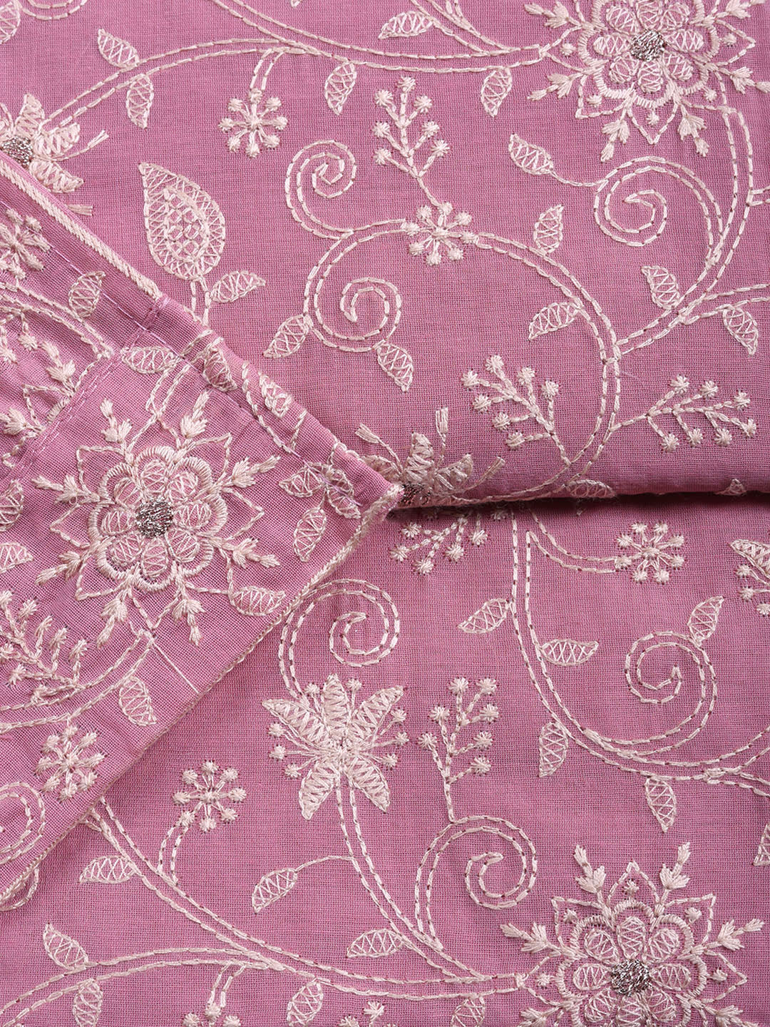 Embroidered Cotton Blend Unstitched Suit With Pant &amp; Dupatta