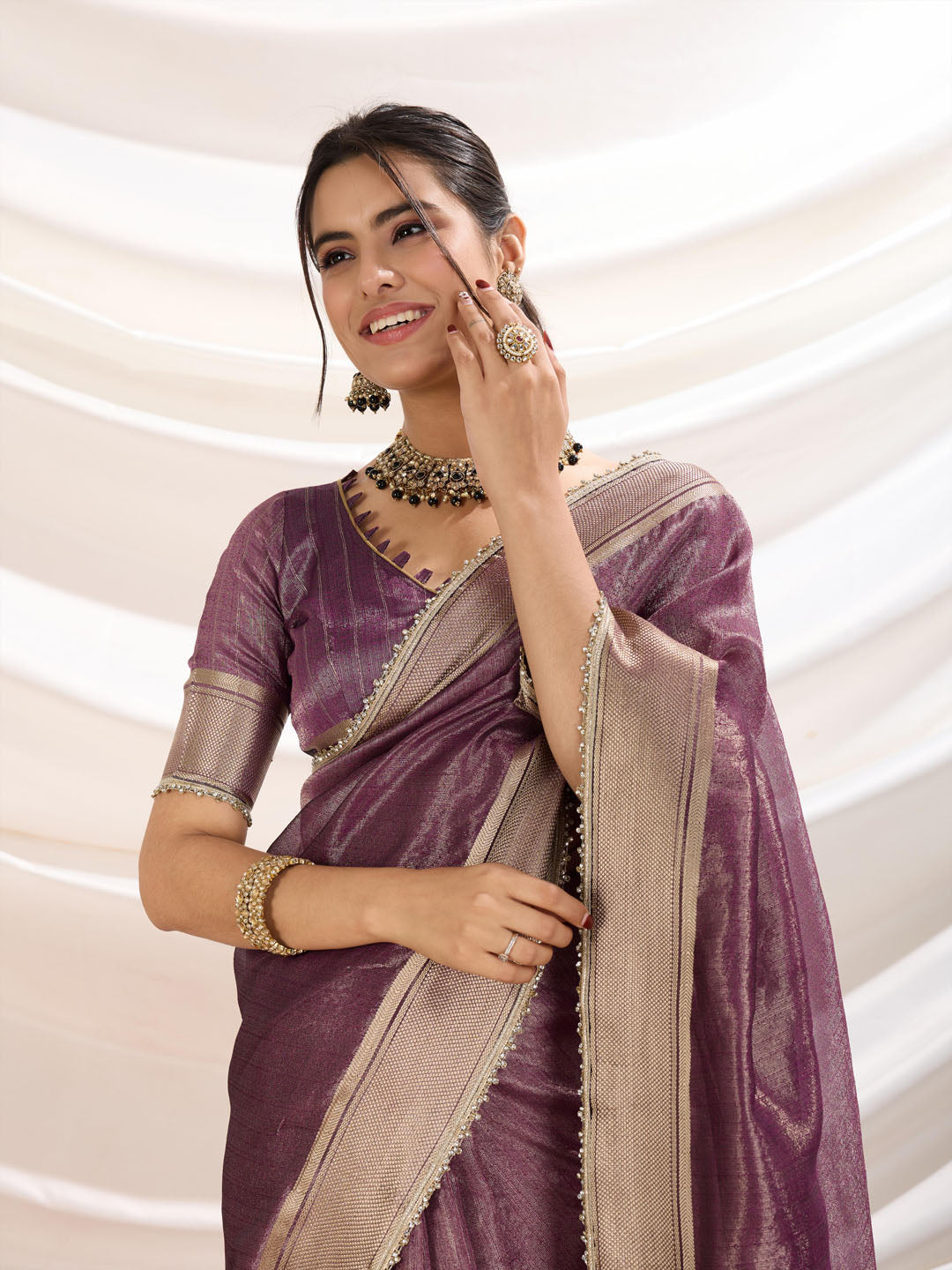 Woven Design Linen Blend Saree