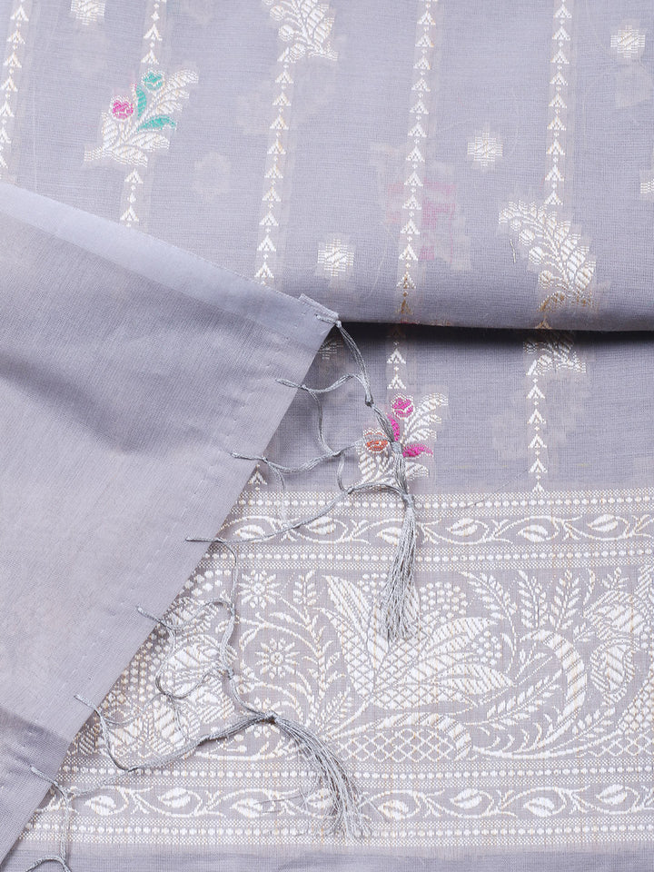 Woven Design Chanderi Unstitched Suit With Pant &amp; Dupatta