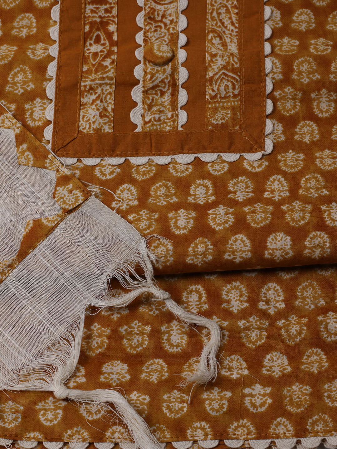 Printed Cotton Blend Unstitched Suit With Dupatta