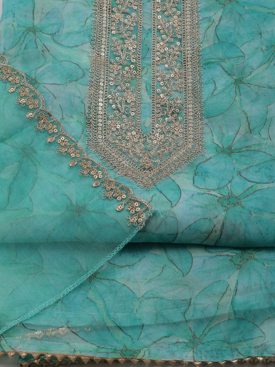 Zari Jaal Art Silk Unstitched Suit With Dupatta