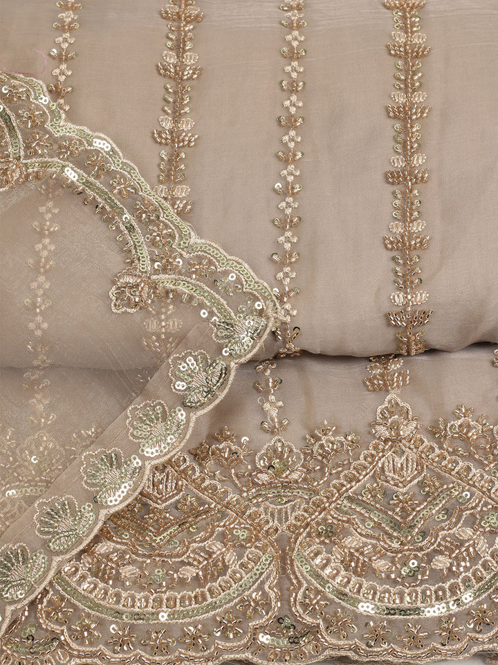 Embelished Organza Unstitched Suit With Dupatta