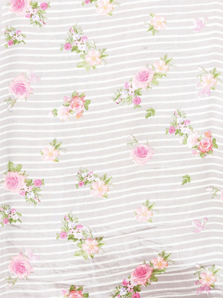Floral Printed Crepe Saree