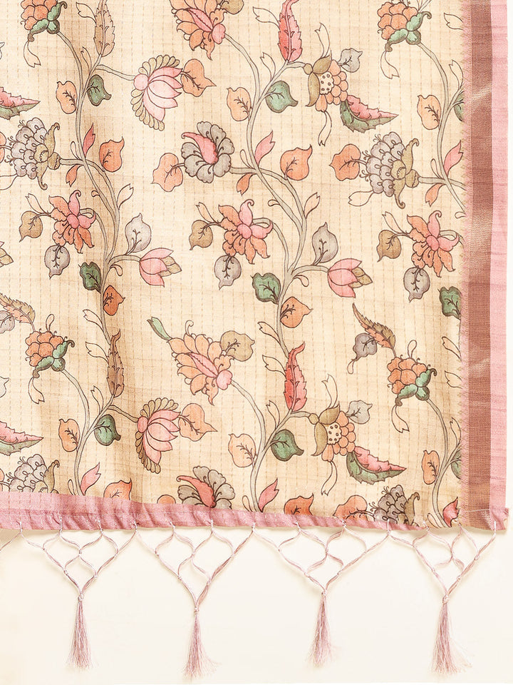 Floral Printed Tussar Saree