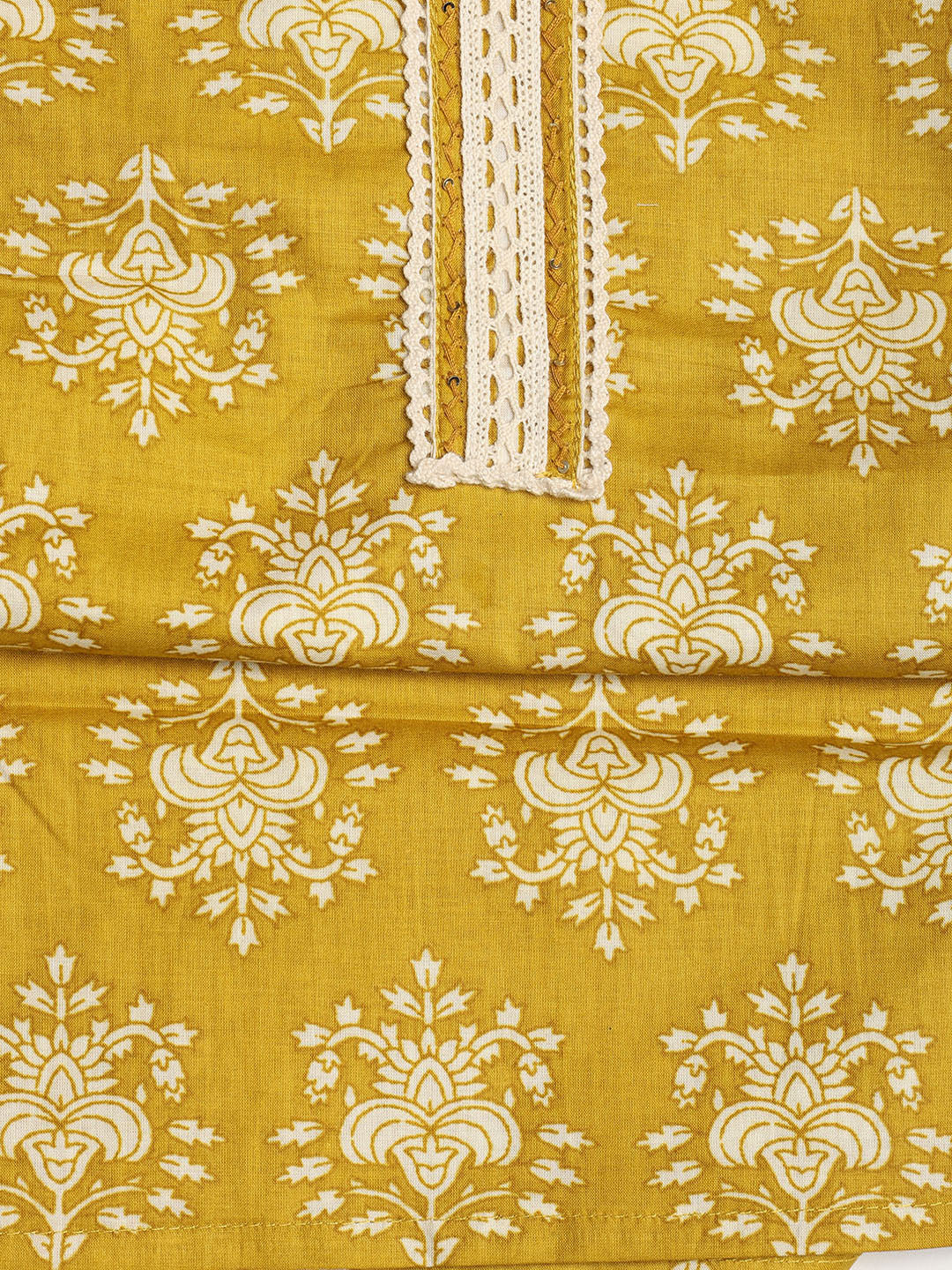 Patch Neck Cotton Blend Unstitched Suit With Dupatta