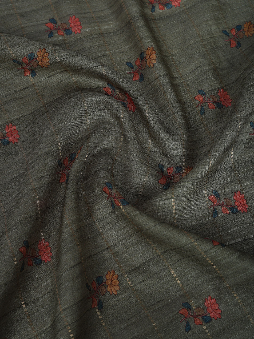 Floral Print Tussar Silk Saree