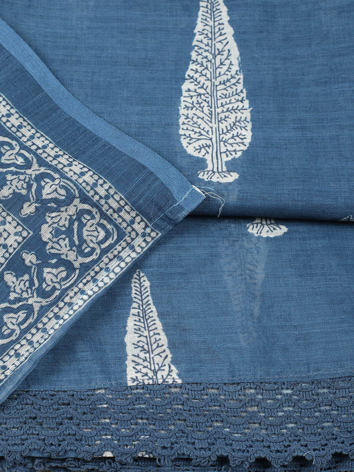 Printed Cotton Blend Unstitched Suit With Pant &amp; Dupatta