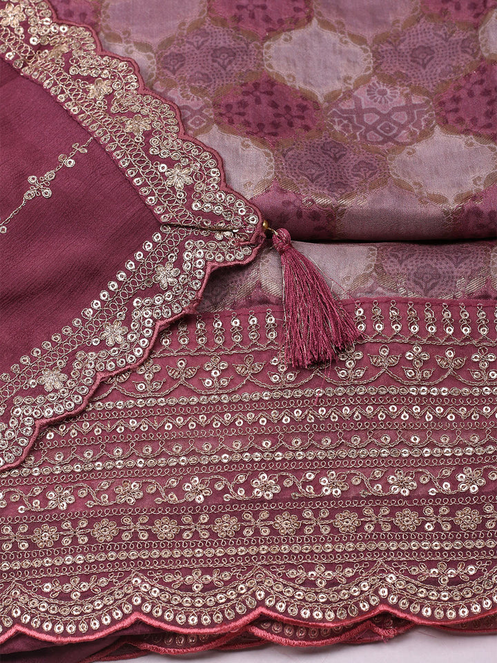 Woven Design Cotton Blend Unstitched Suit With Dupatta