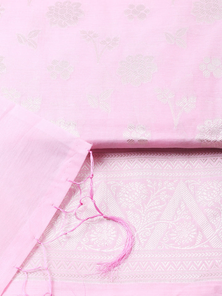 Woven Design Chanderi Unstitched Suit With Pant &amp; Dupatta