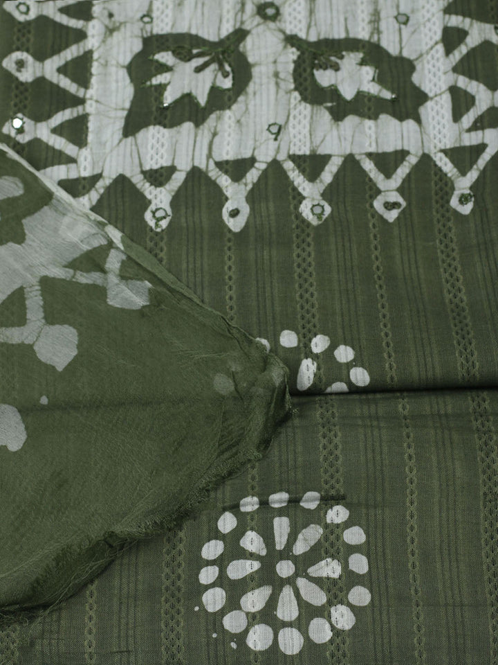 Printed Cotton Unstitched Suit With Pant &amp; Dupatta