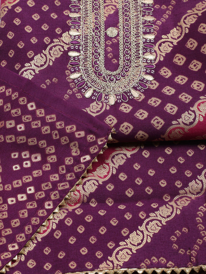 Embroidered Cotton Unstitched Suit With Pant &amp; Dupatta
