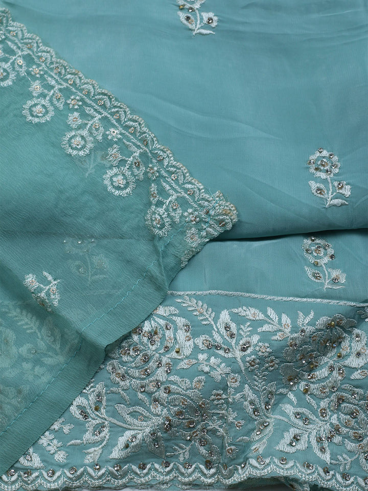 Embroidered Crepe Unstitched Suit With Dupatta