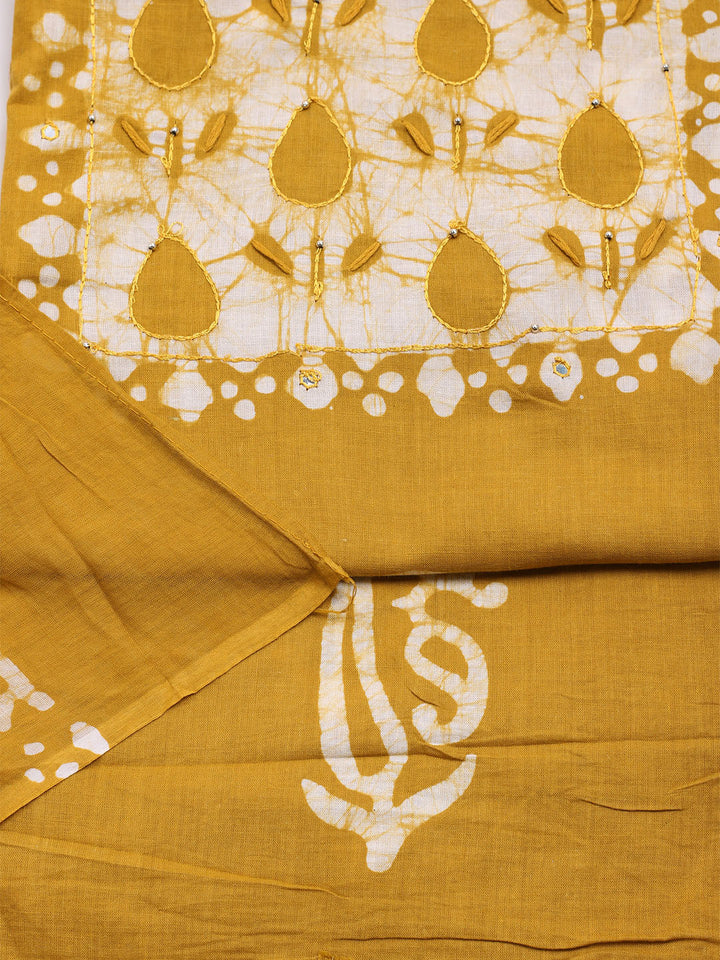 Printed Cotton Blend Unstitched Kurta With Pant &amp; Dupatta