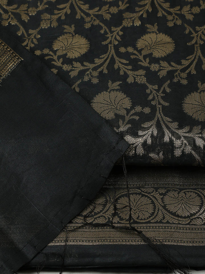 Woven Design Chanderi Unstitched Suit With Pant &amp; Dupatta