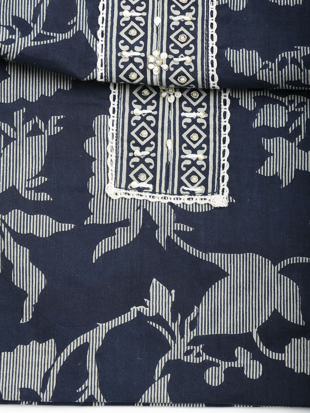 Printed Cotton Blend Unstitched Suit With Dupatta