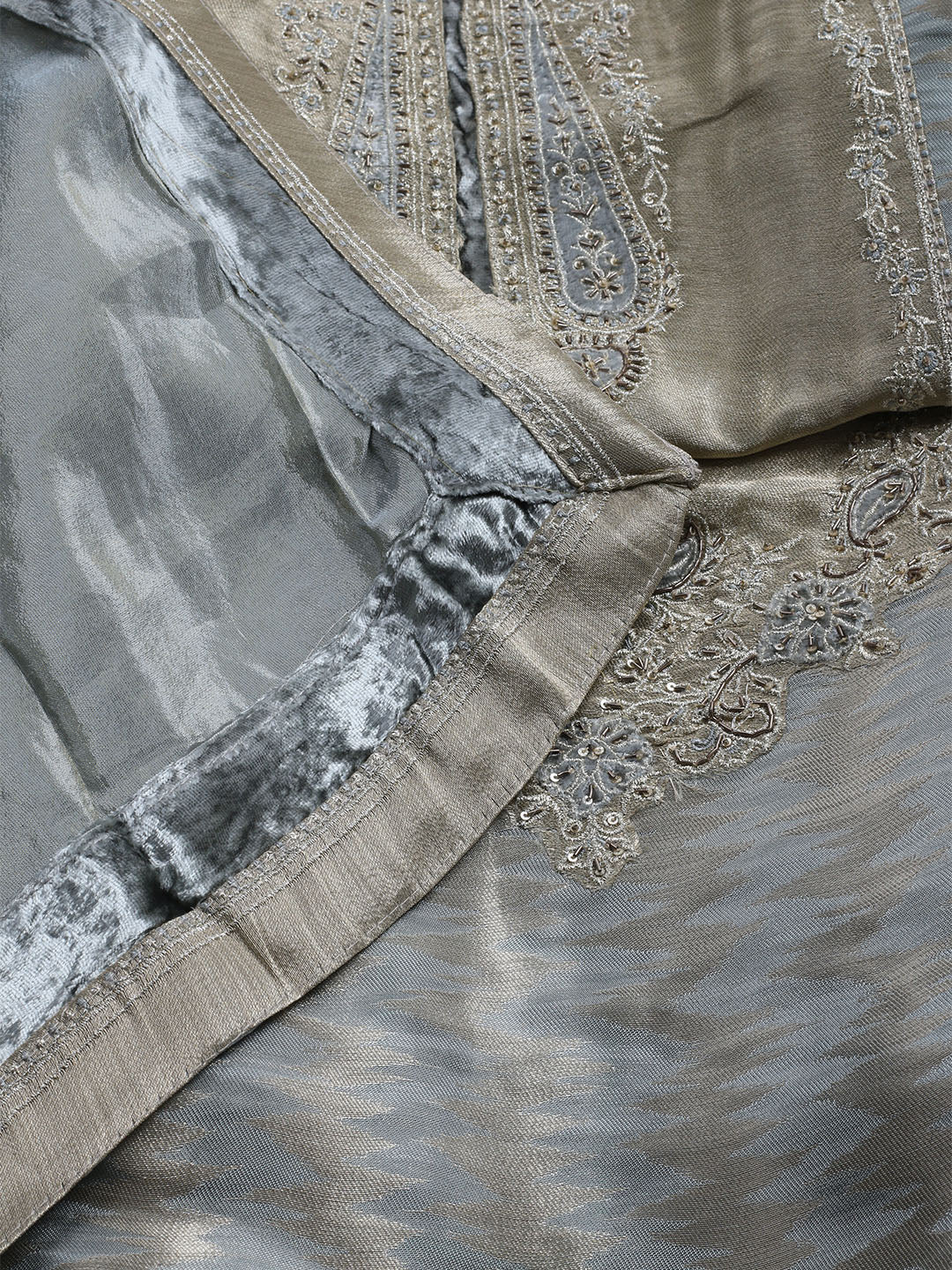 Banarasi Tissue Unstitched Suit With Dupatta