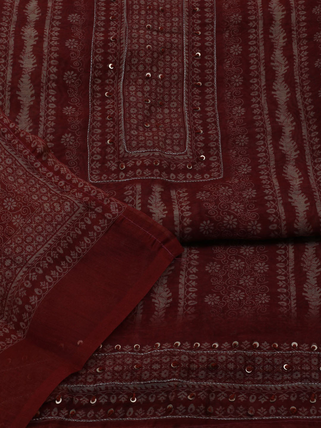 Printed Chanderi Unstitched Suit With Dupatta