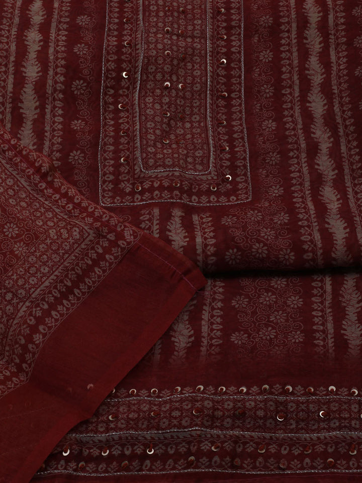 Printed Chanderi Unstitched Suit With Dupatta