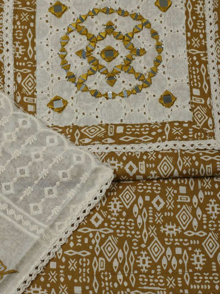 Printed Cotton Unstitched Kurta With Pant &amp; Dupatta