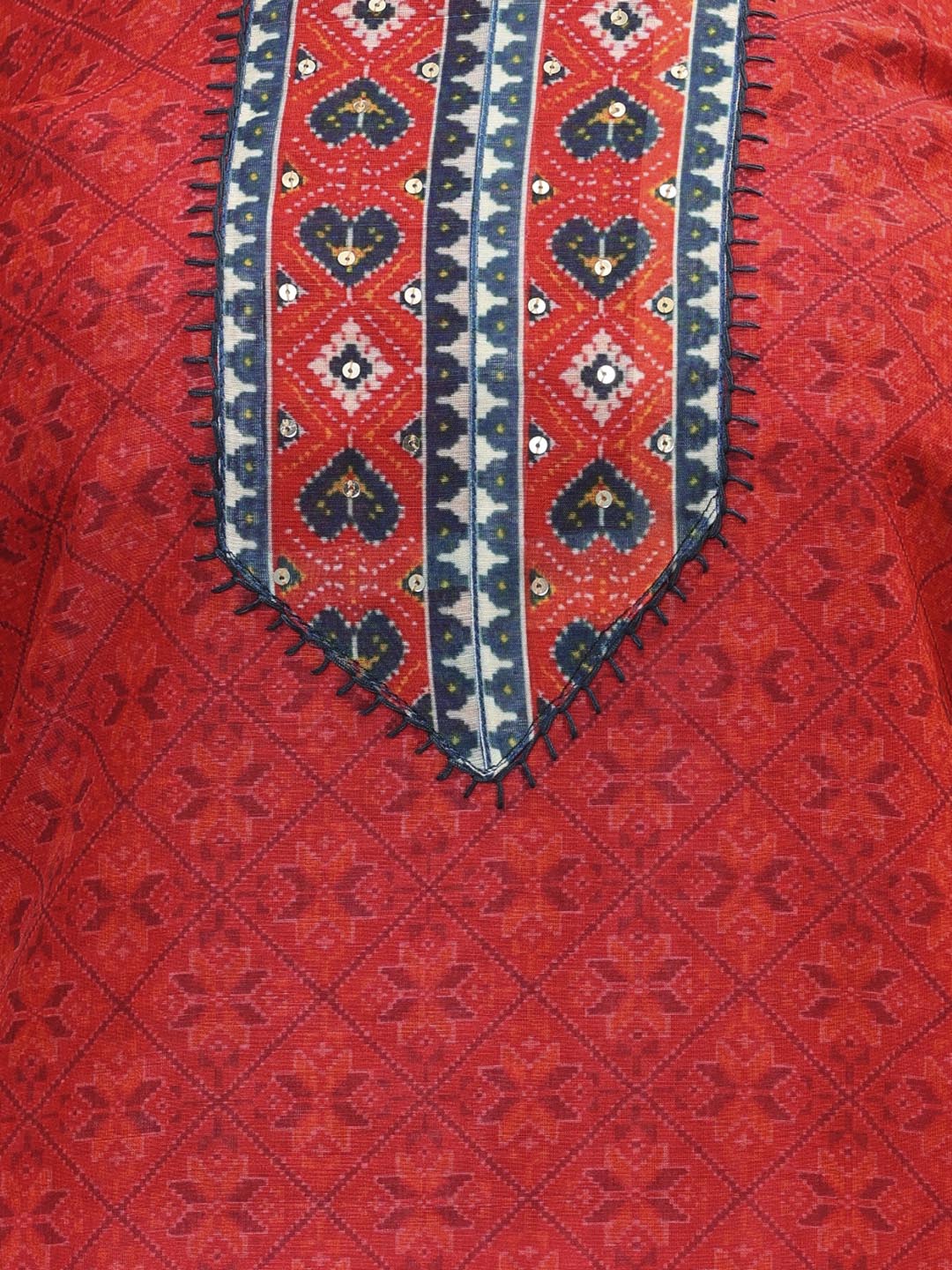 Printed Chanderi Unstitched Suit Piece With Dupatta