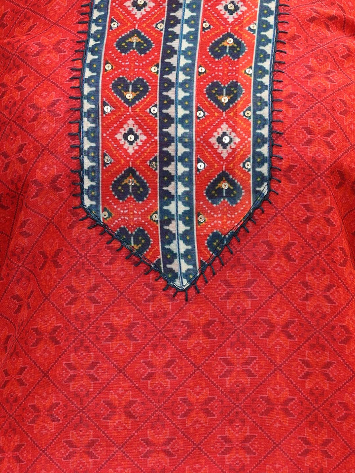 Printed Chanderi Unstitched Suit Piece With Dupatta