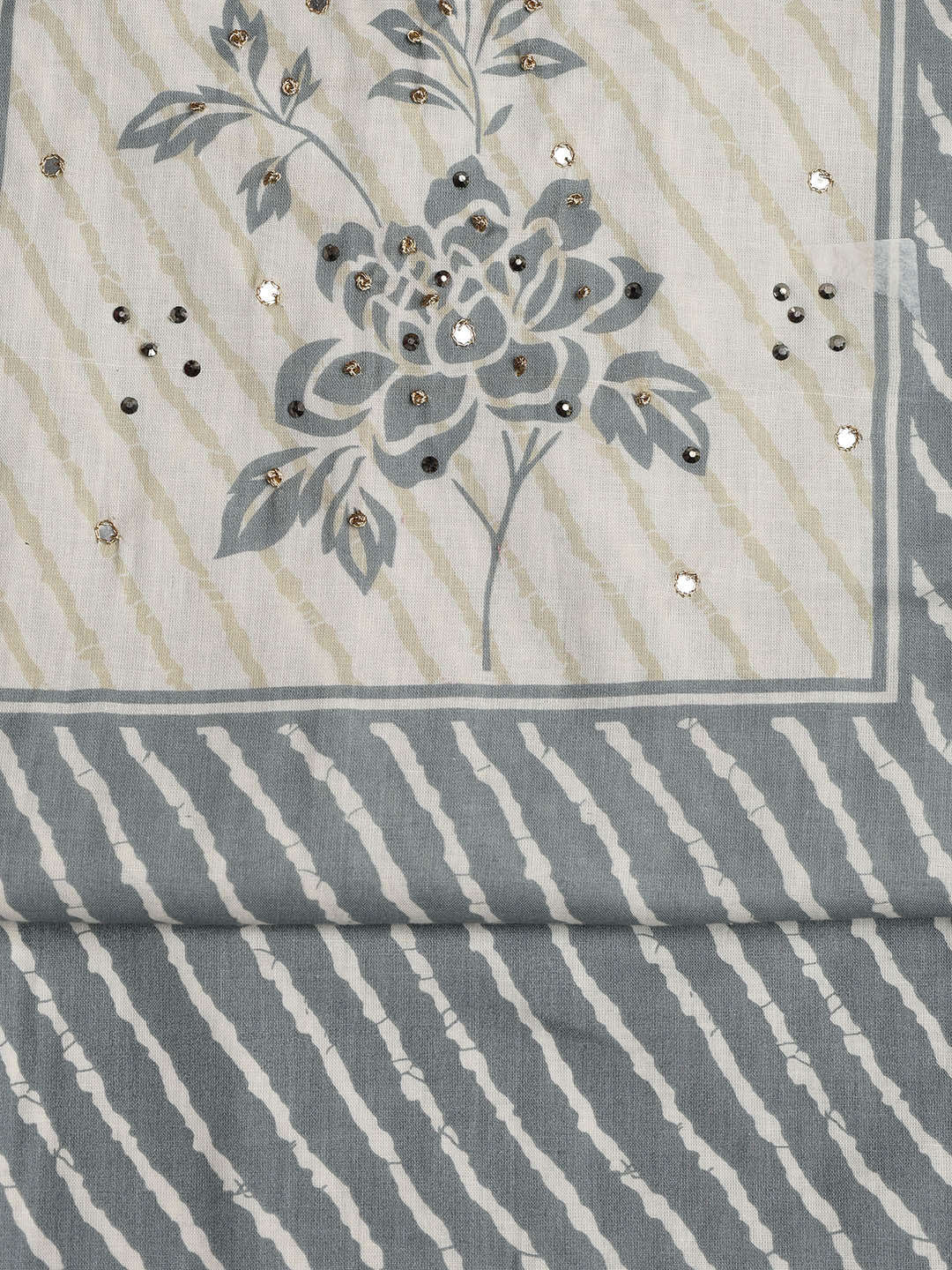 Printed Cotton Blend Unstitched Suit With Dupatta