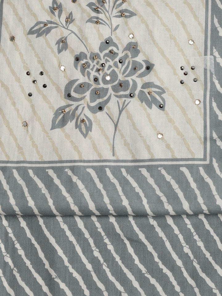 Printed Cotton Blend Unstitched Suit With Dupatta