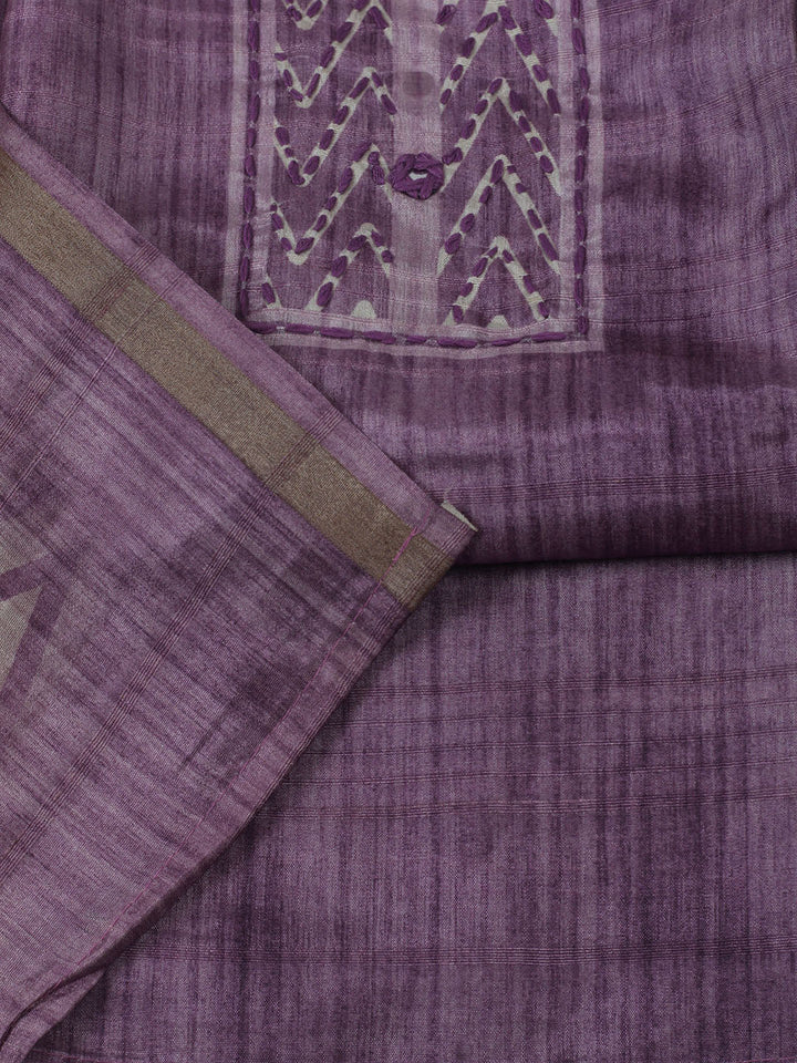 Embroidered Chanderi Unstitched Kurta With Pant &amp; Dupatta
