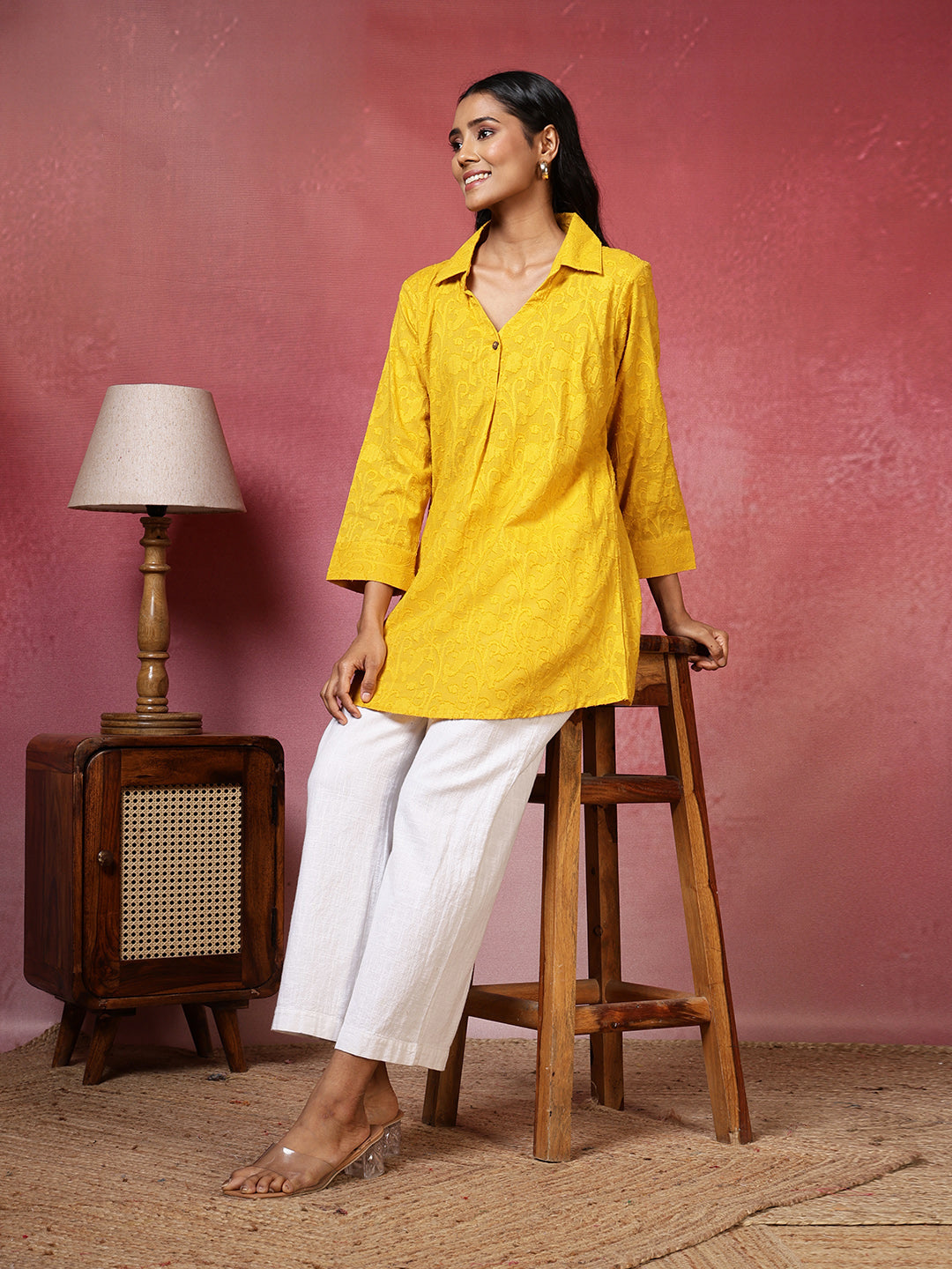 Plain Cotton Blend Kurta
