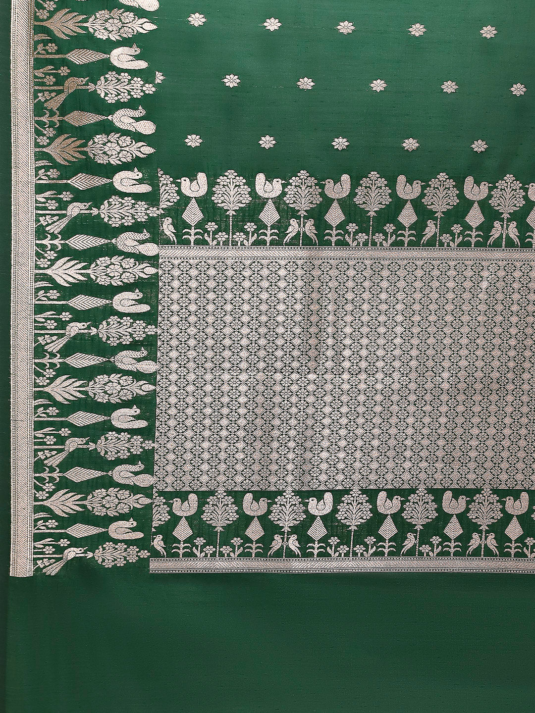 Zari Border Booti Cotton Blend Woven Saree