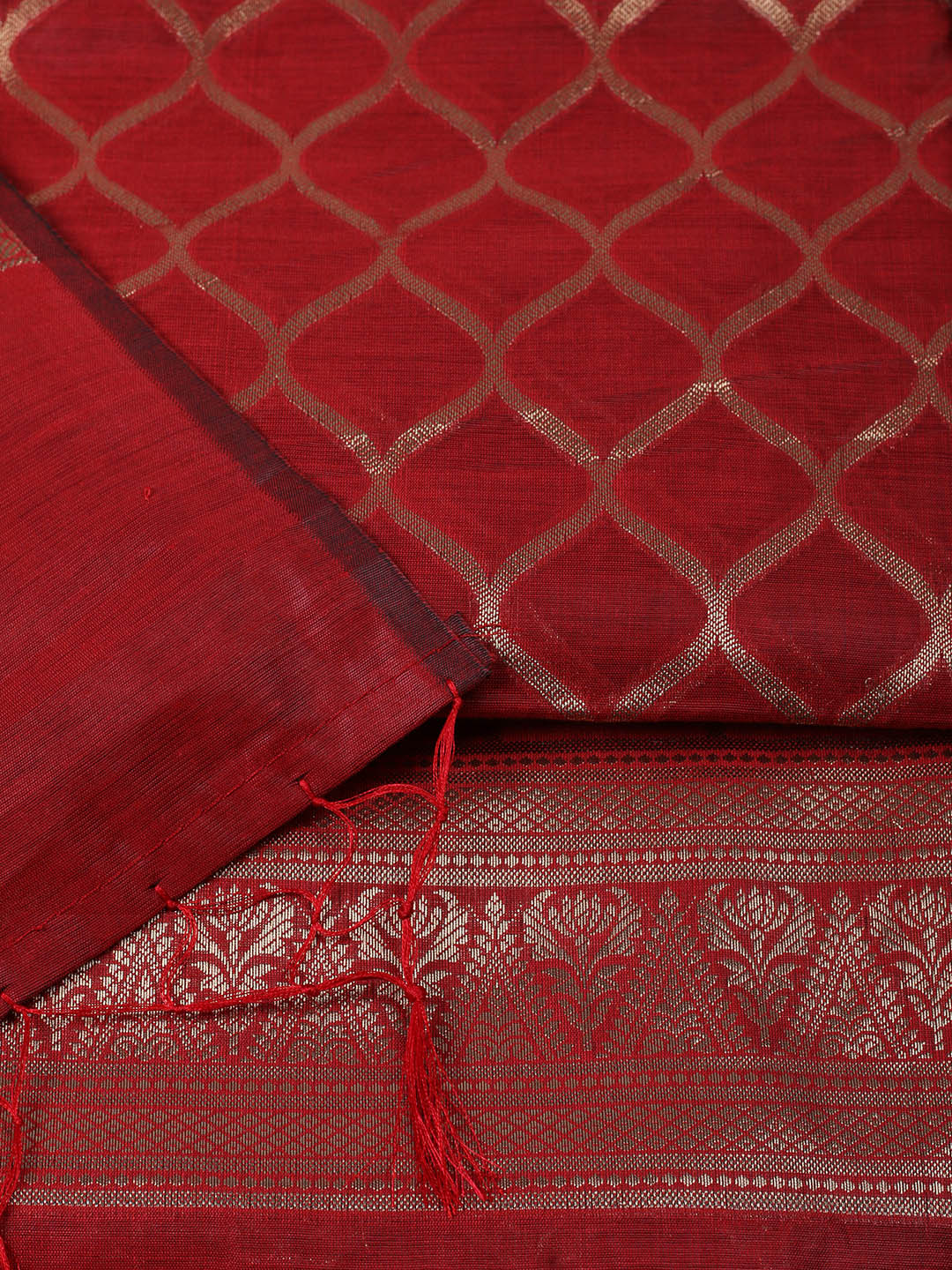 Woven Design Chanderi Unstitched Suit With Pant &amp; Dupatta