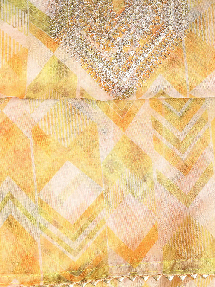 Embroidered Organza Unstitched Suit With Dupatta