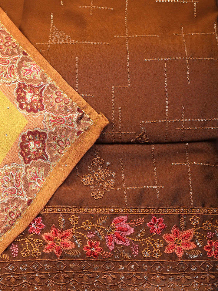 Woven Design Georgette Unstitched Suit With Pant &amp; Dupatta