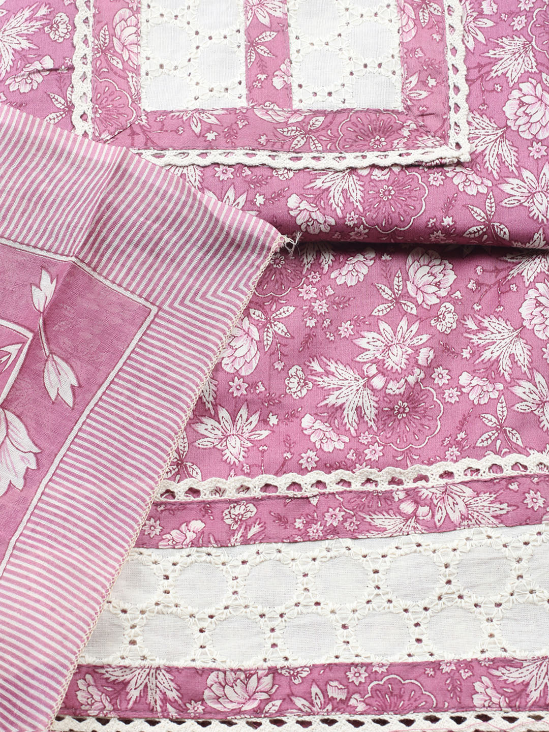 Printed Cotton Blend Unstitched Suit With Pant &amp; Dupatta