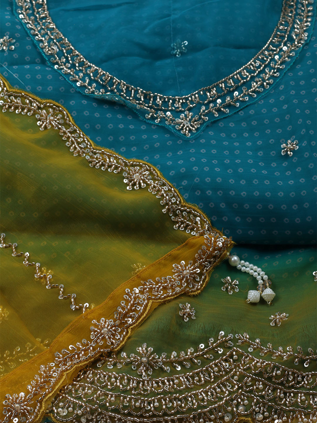 Embroidered Organza Unstitched Suit With Dupatta