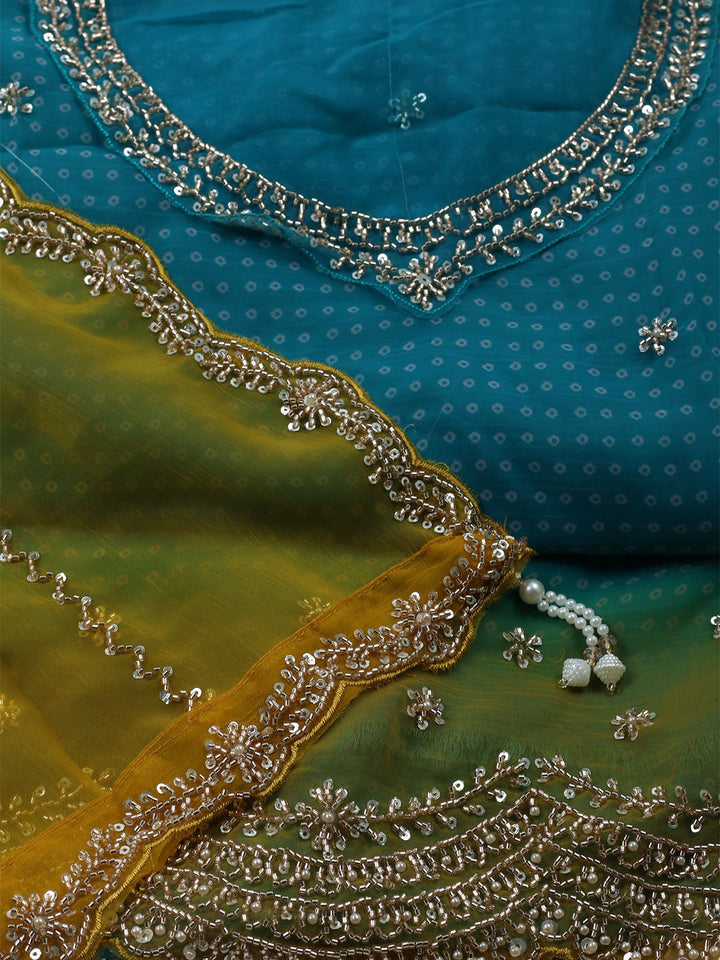 Embroidered Organza Unstitched Suit With Dupatta