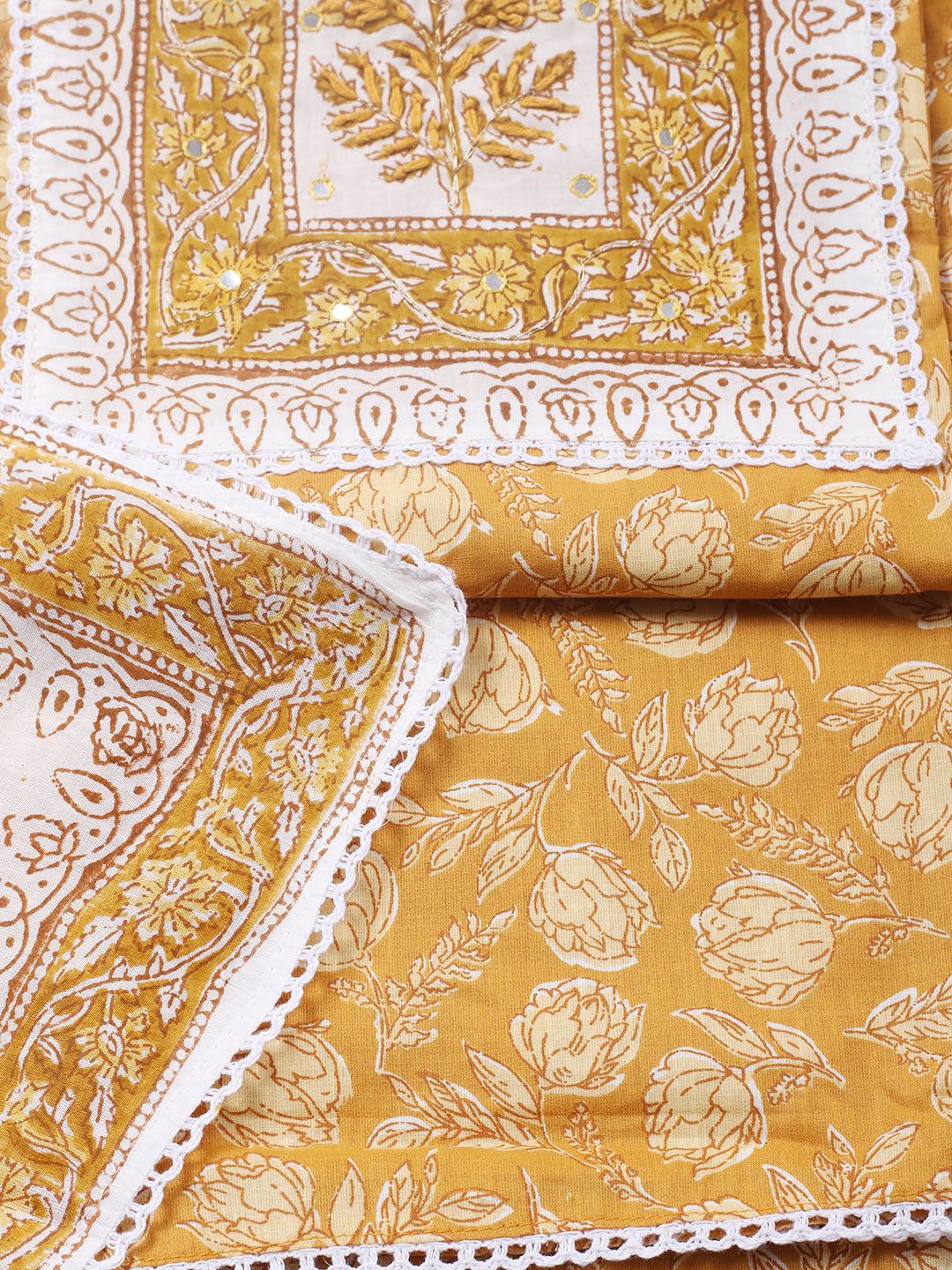 Embroidered Cotton Blend Unstitched Suit With Pant &amp; Dupatta