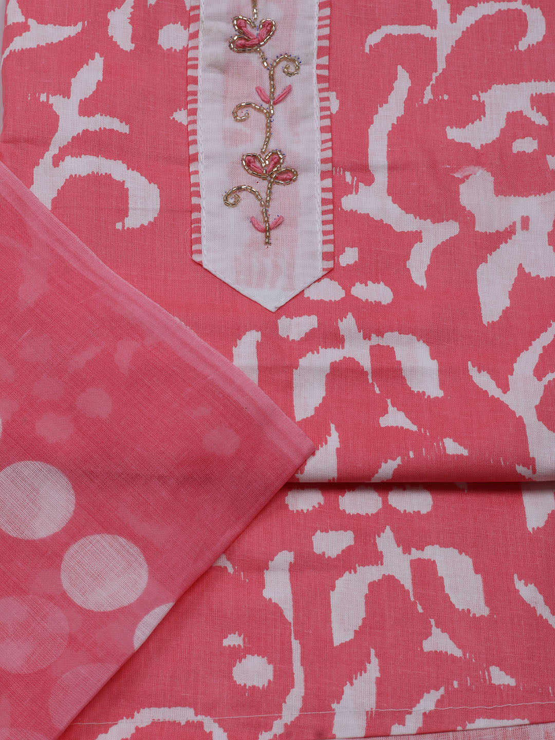 Printed Cotton Blend Unstitched Suit With Dupatta
