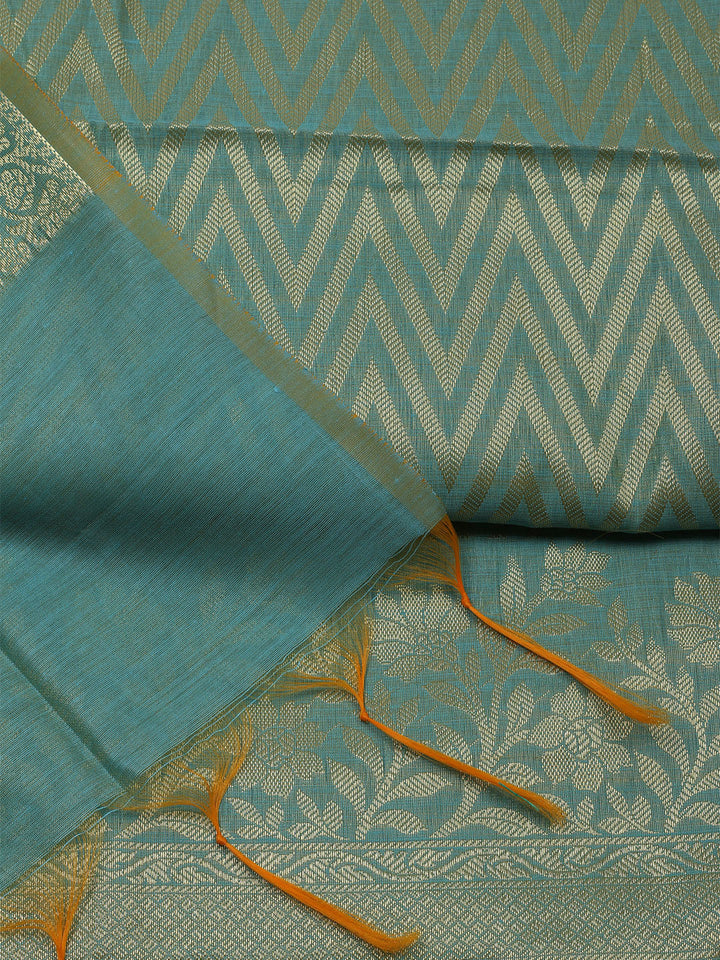 Printed Chanderi Unstitched Suit With Dupatta