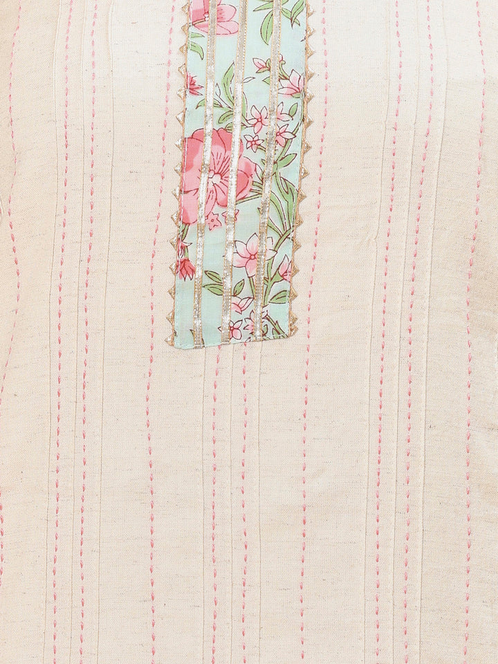 Neck Patti Cotton Blend Unstitched Suit Piece With Dupatta